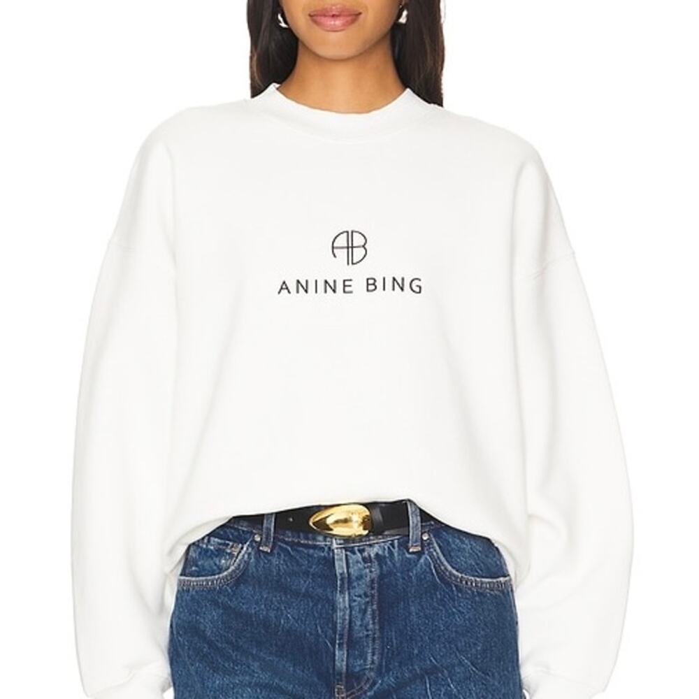 Anine Bing Jaci Monogram Pullover Sweatshirt - image 1